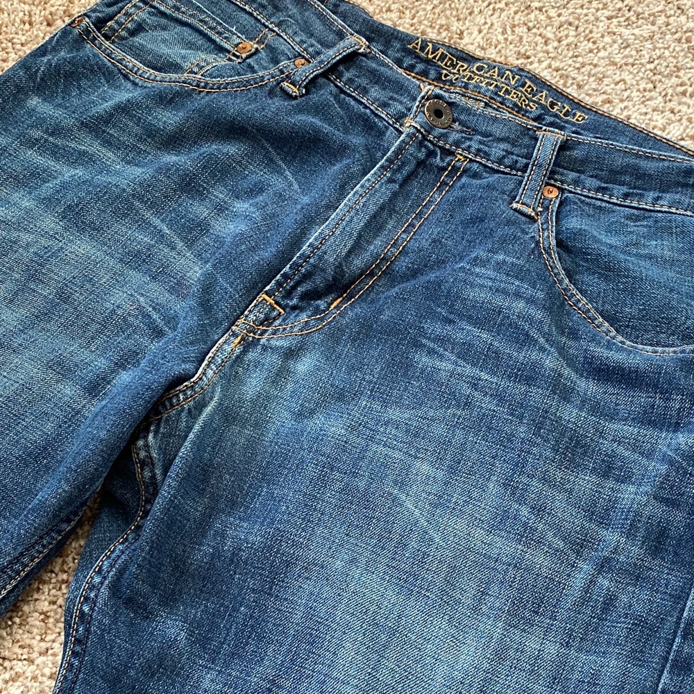 American Eagle Outfitters Men's Dark Tinted Indigo Relaxed Straight Jeans 36/34